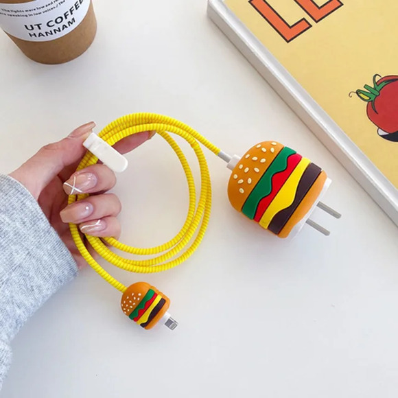 Hamburger iPhone Charger Cover Cable Protectors P30 - Picture 2 of 4